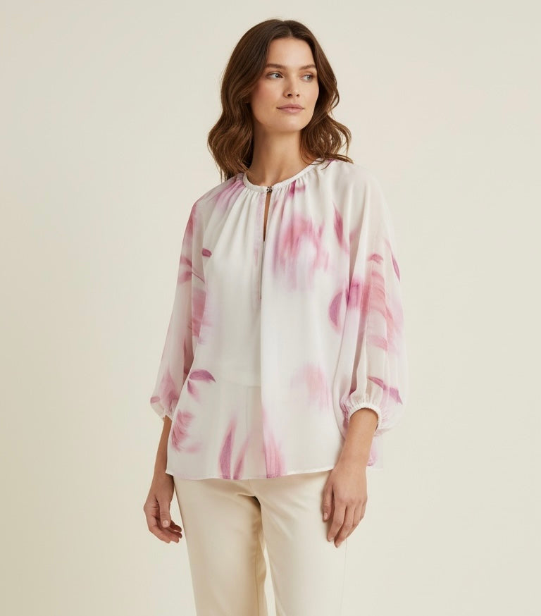 CAMICIA IN CHIFFON TRASPARENTE FANTASIA