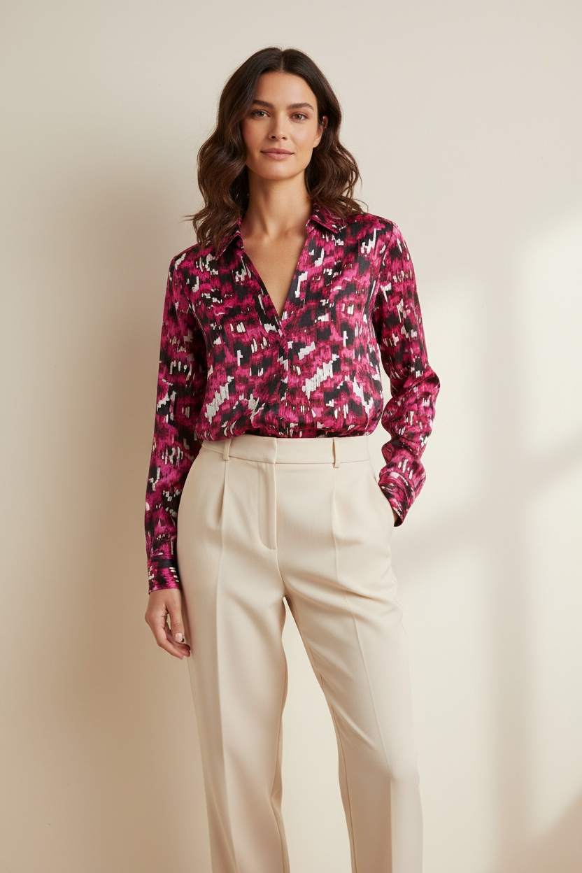 CAMICIA OVER FANTASIA CON COLLO E SCOLLO A V 