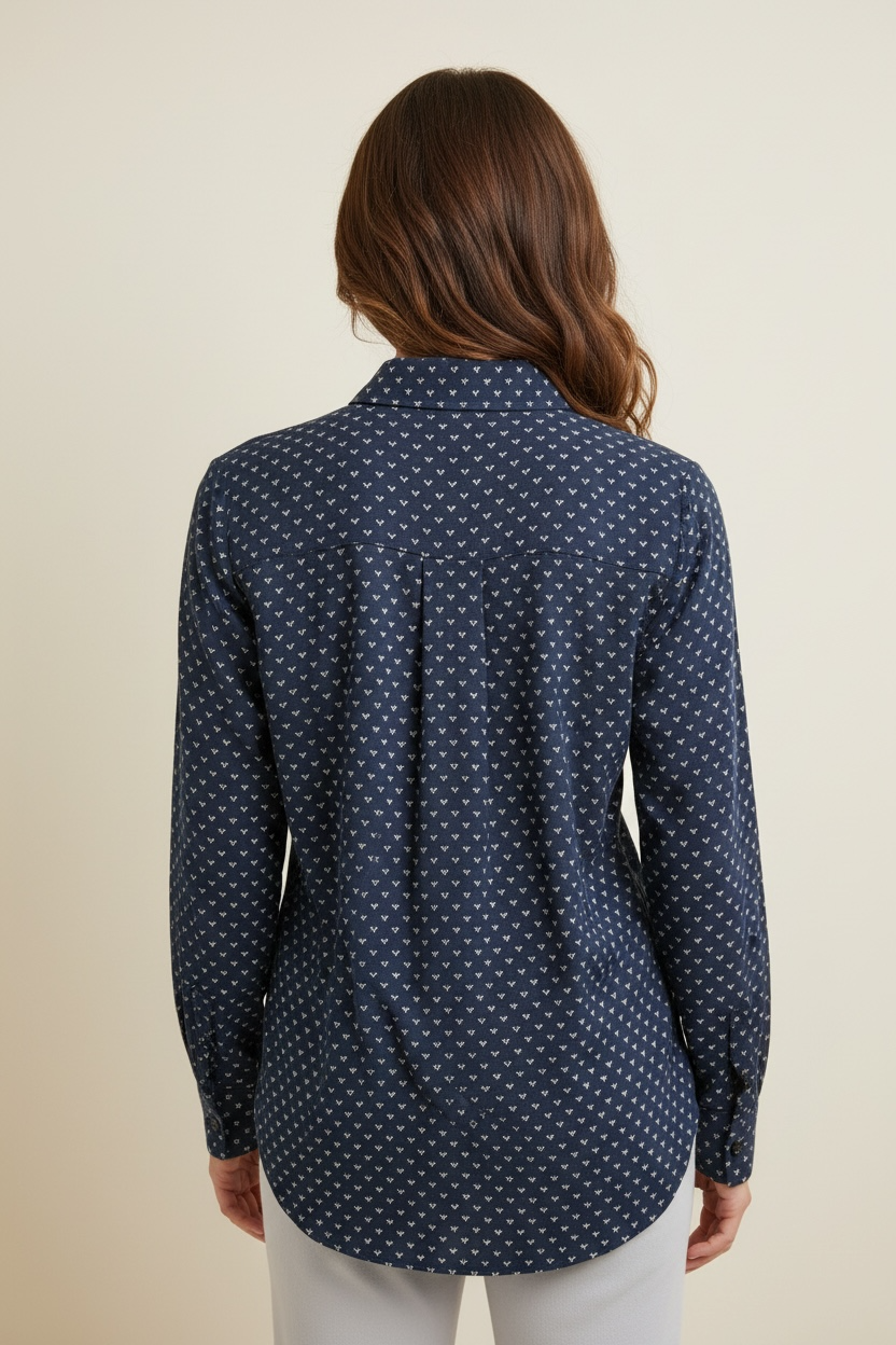 Camicia collo coreano microfantasia