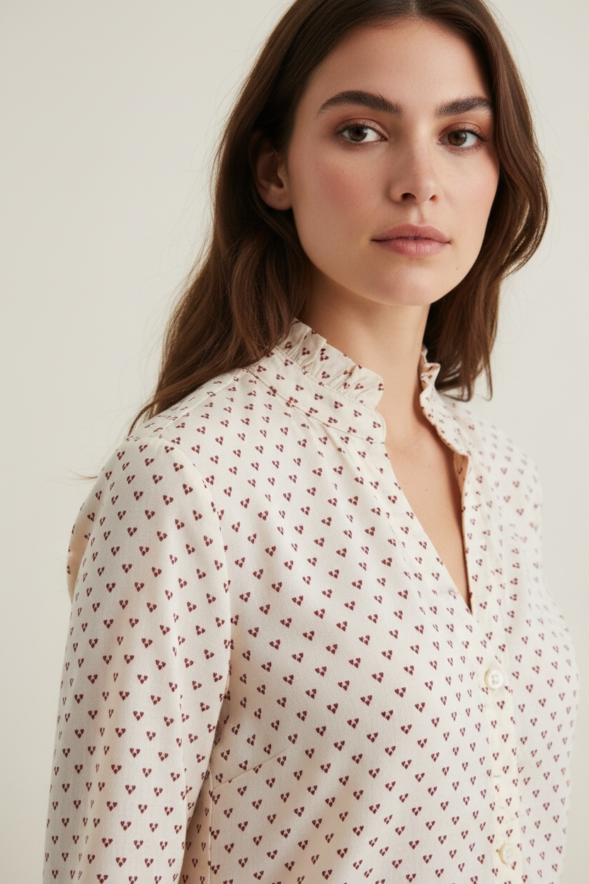 Camicia collo coreano microfantasia