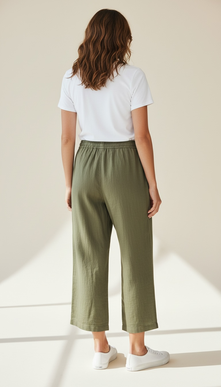 Pantalone dritto effetto lino