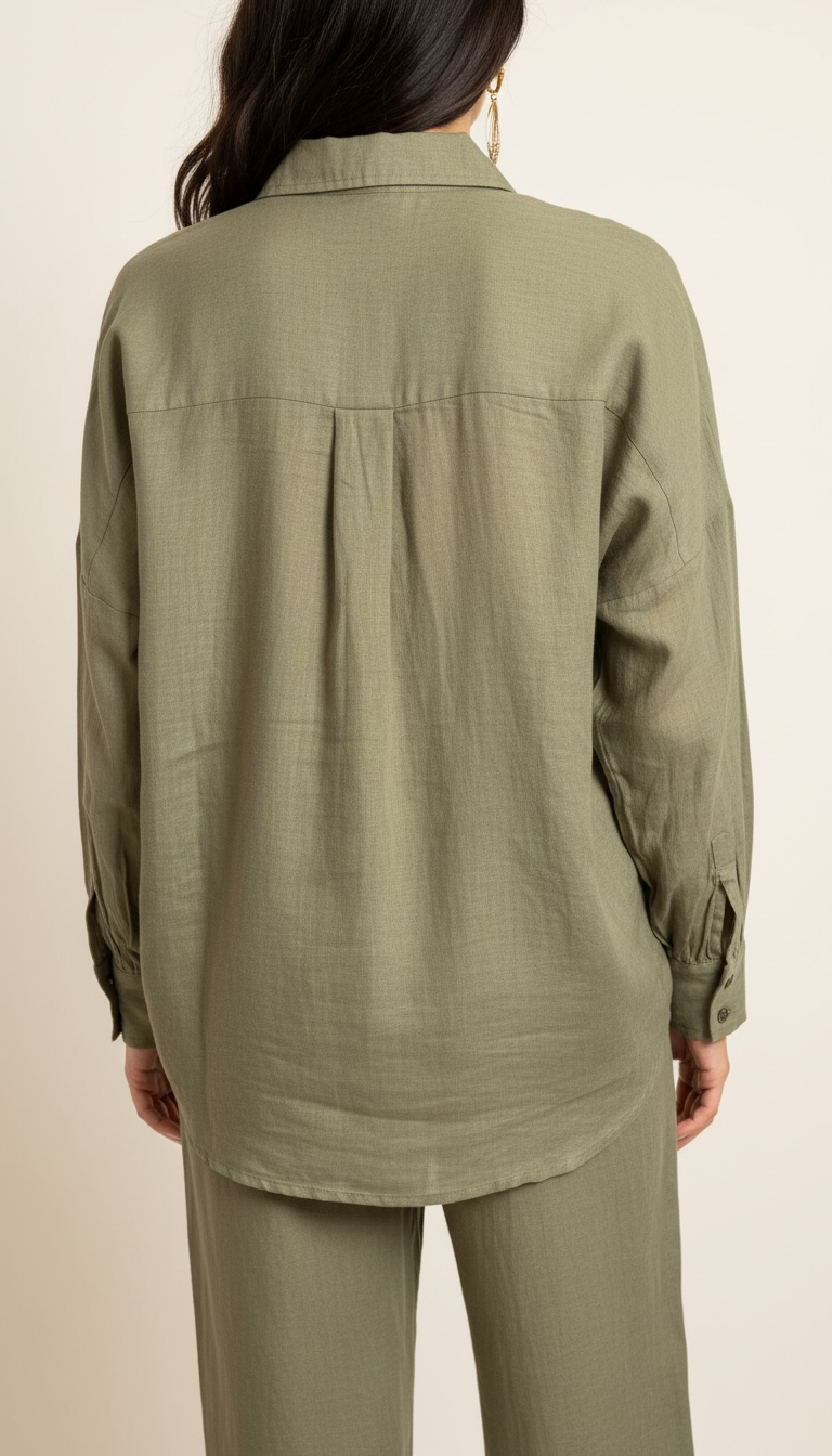 Camicia manica lunga effetto lino