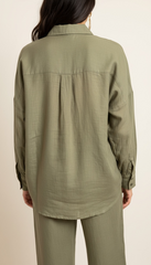 Camicia manica lunga effetto lino
