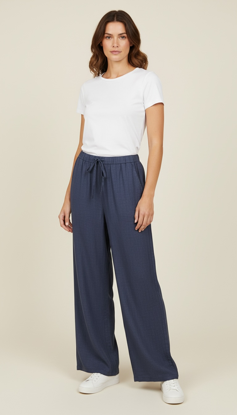 PANTALONE PALAZZO MORBIDO TASCHE A FILO