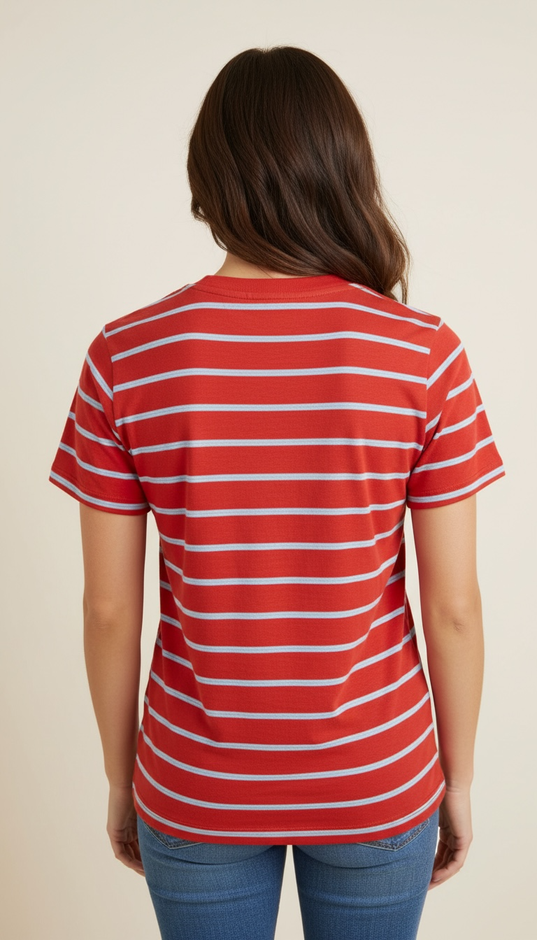 T-shirt rigata con scritta oui oui