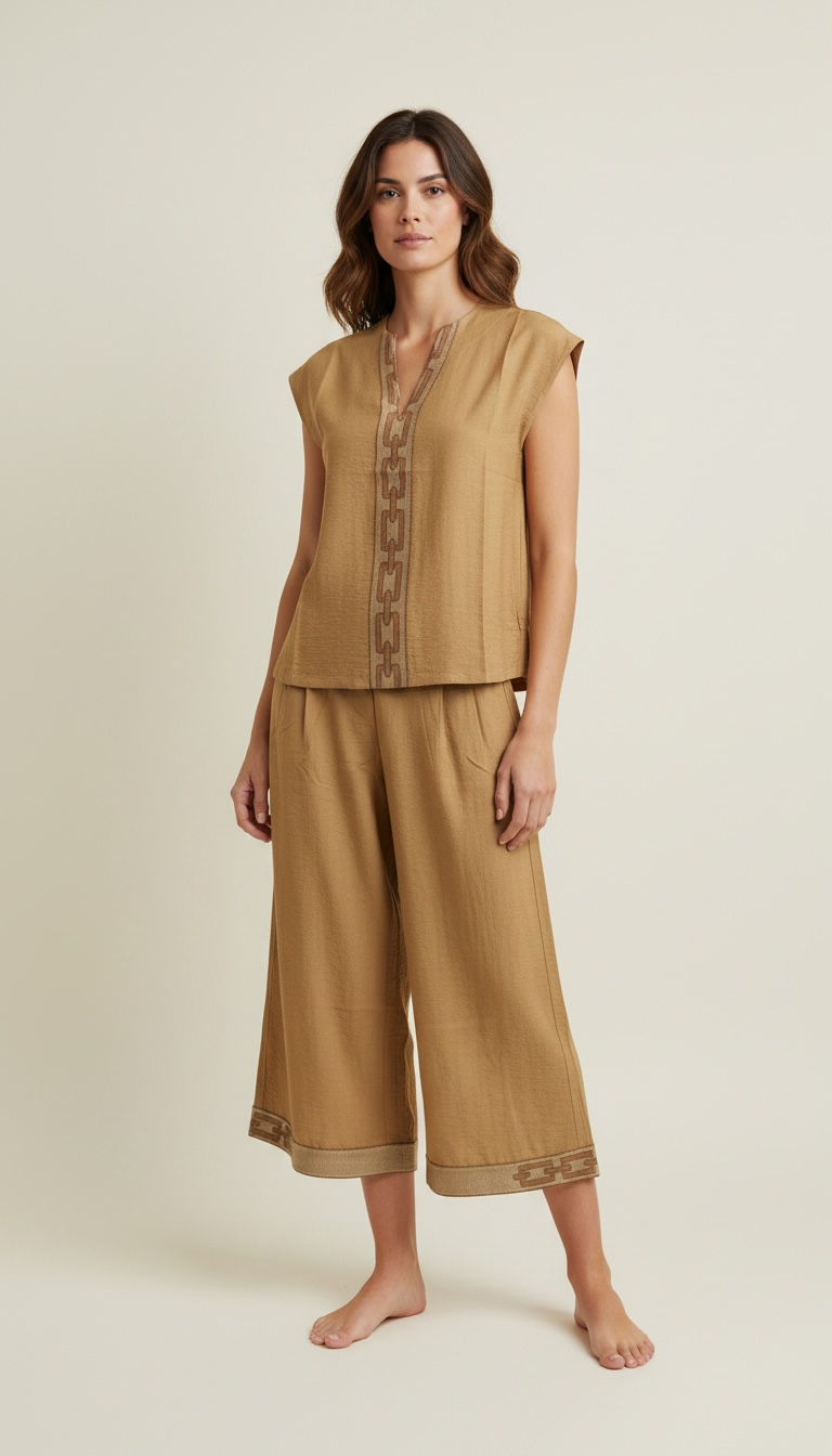 MAGLIA CON PANTALONE LARGO CON DISEGNO CATENA SOTTO