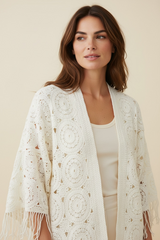 CARDIGAN LAVORATO CON FRANGE - image 3