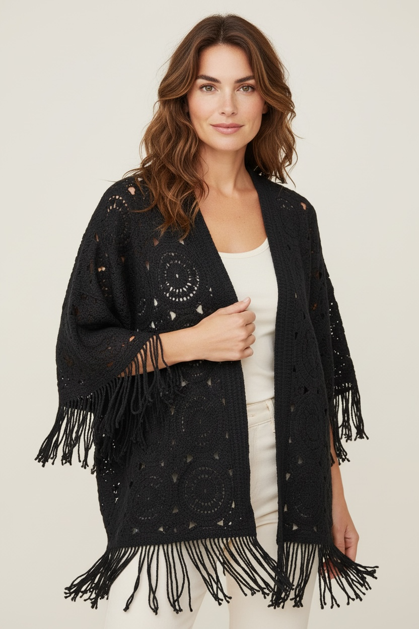 CARDIGAN LAVORATO CON FRANGE - image 5