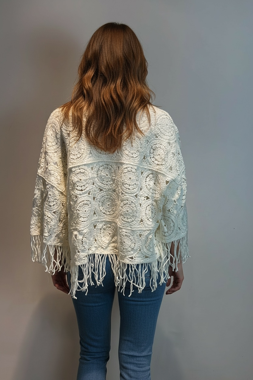 CARDIGAN LAVORATO CON FRANGE - image 4