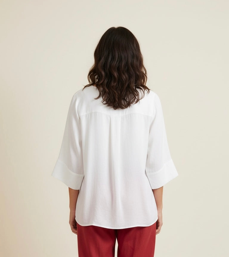 BLUSA CON MANICHE A 3/4 IN VISCOSA - image 2