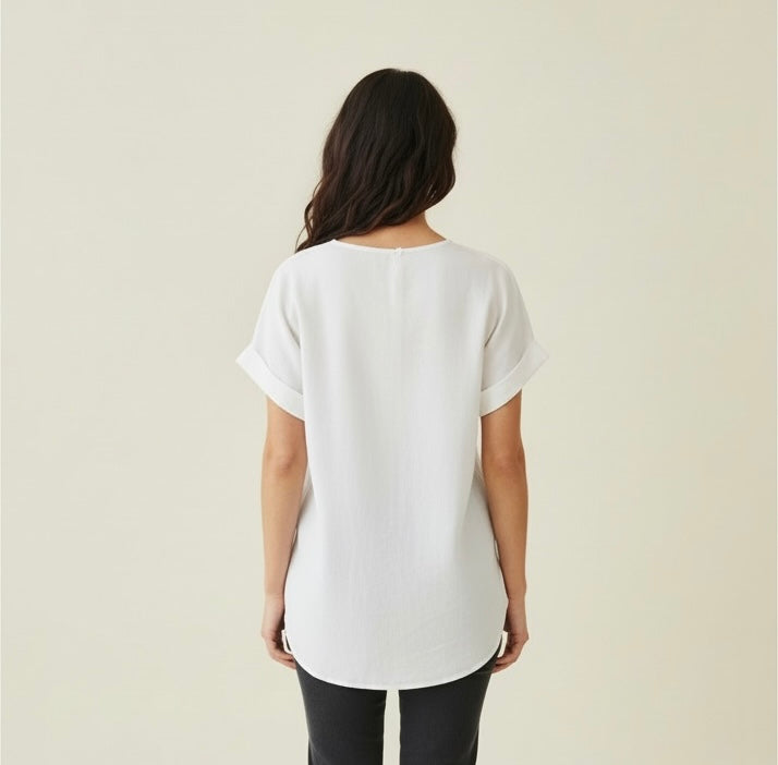 Blusa con scollo a v in viscosa