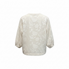 Camicia in velo con fiori e maniche a palloncino
