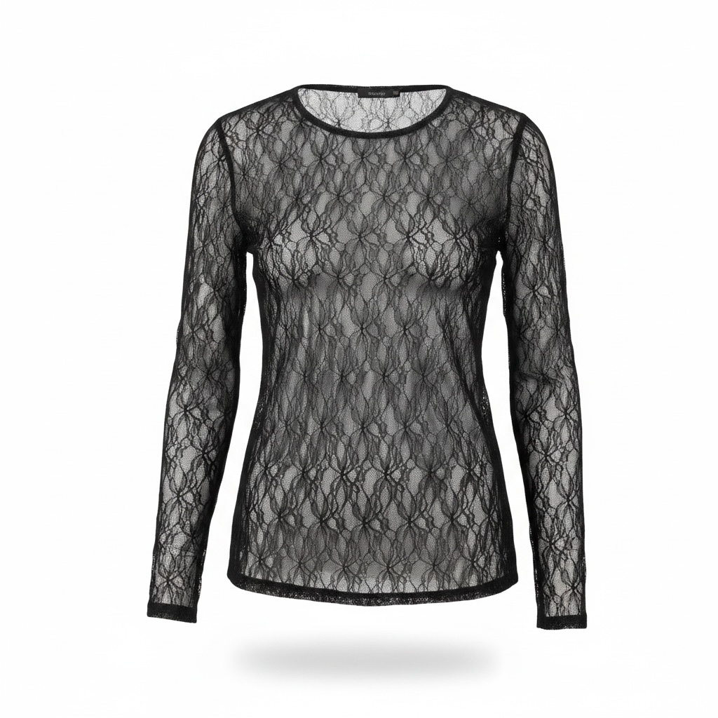 Maglia in pizzo aderente girogola