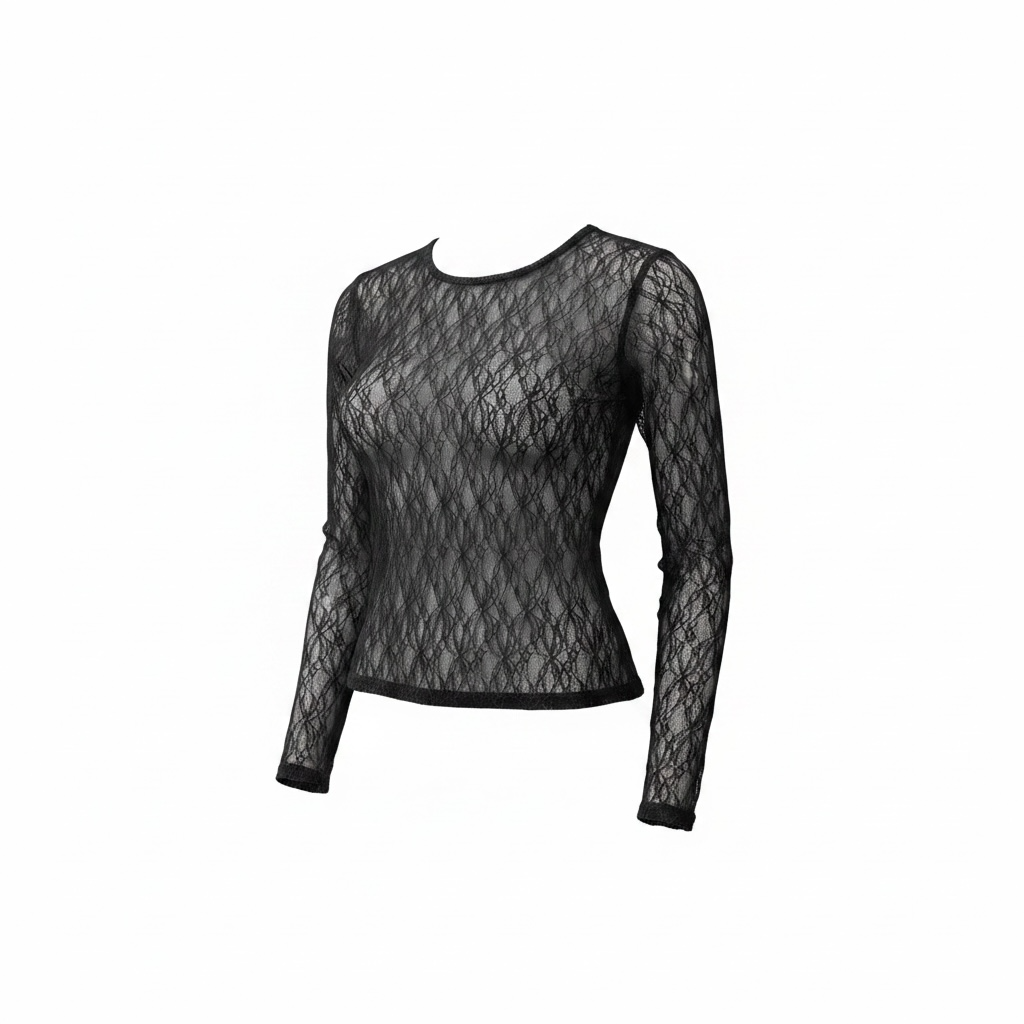 Maglia in pizzo aderente girogola