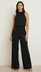 Pantalone in jersey gamba larga elasticizzato