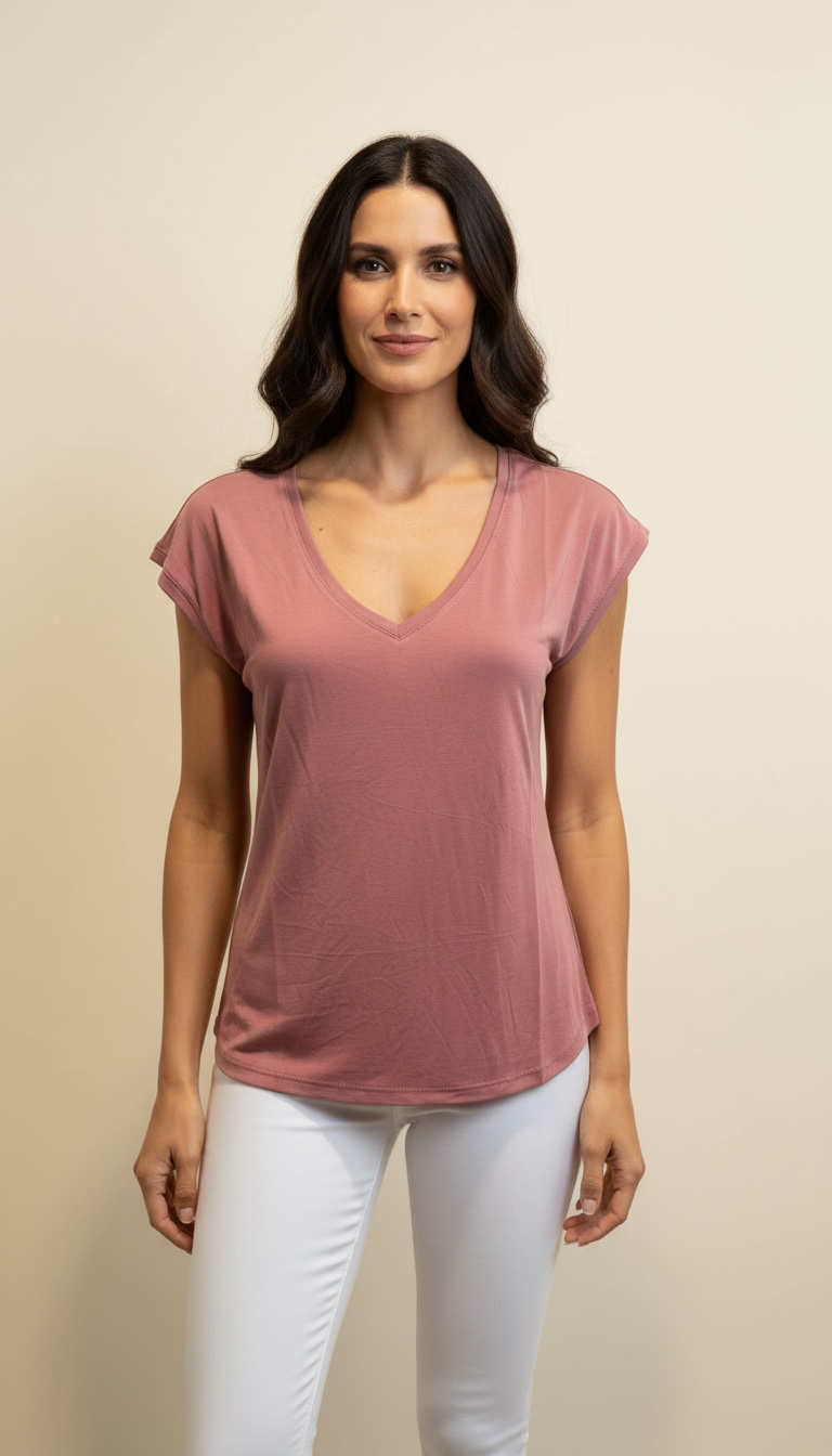 T-shirt con scollo a v