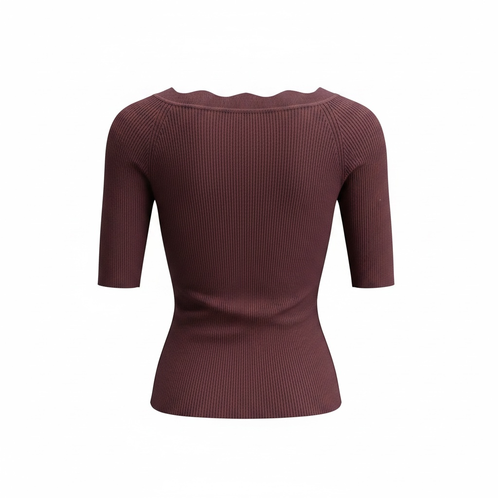 Maglia a coste con scollo a barca