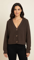 Cardigan con scollatura a V e bottoni sul davanti