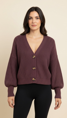 Cardigan con scollatura a V e bottoni sul davanti
