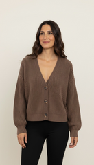 Cardigan con scollatura a V e bottoni sul davanti