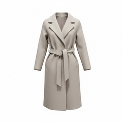 Cappotto lungo con cintura e tasche a filo