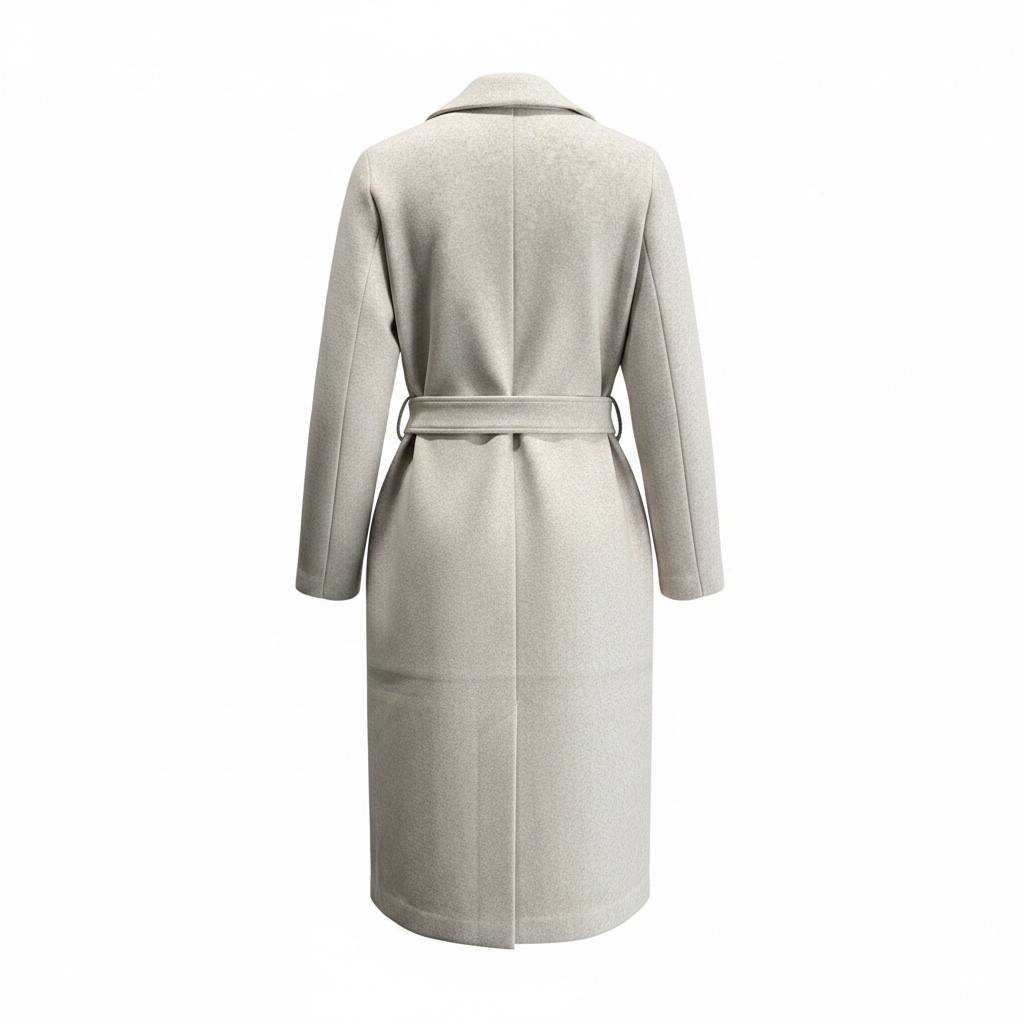 Cappotto lungo con cintura e tasche a filo