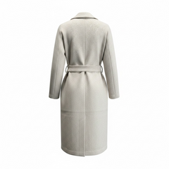Cappotto lungo con cintura e tasche a filo