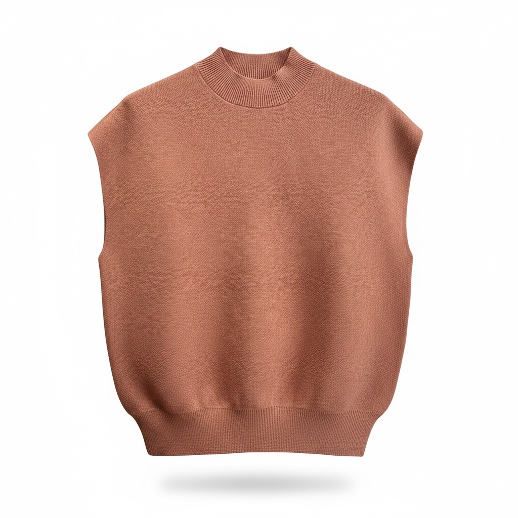 Gilet in maglia smanicato linea dritta e ampia