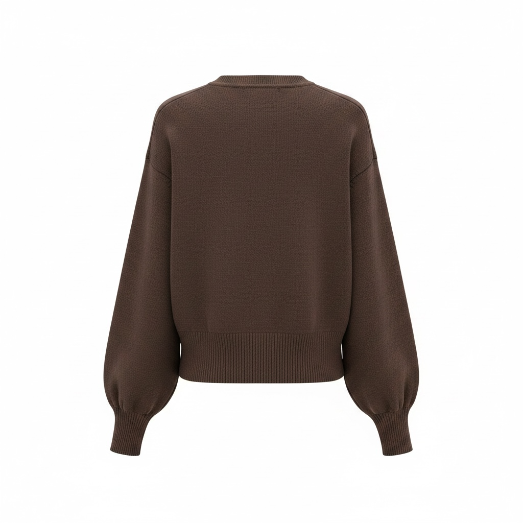Maglione a girocollo con spalle scese, polsini e orlo a coste