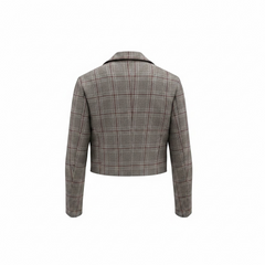 Blazer corto check con bottone centrale