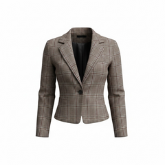 Blazer corto check con bottone centrale