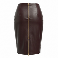Gonna Midi Ecopelle Bordeaux con Zip dietro