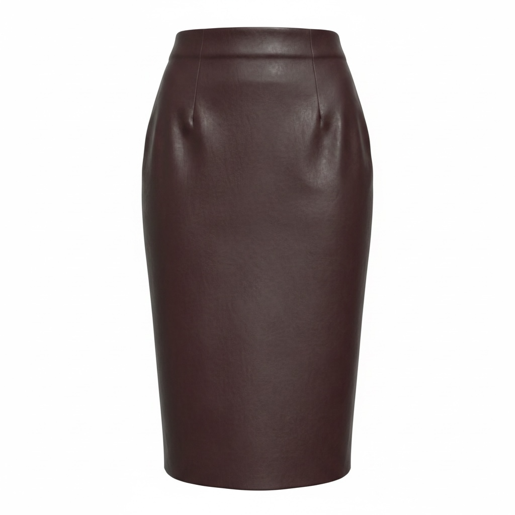 Gonna Midi Ecopelle Bordeaux con Zip dietro