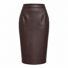 Gonna Midi Ecopelle Bordeaux con Zip dietro