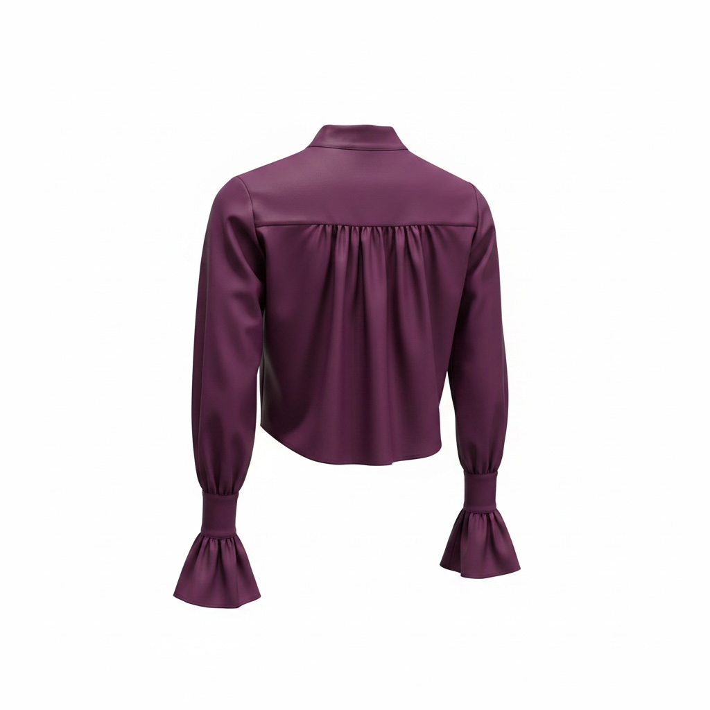 Blusa Donna Collo Alto Maniche a Palloncino | Volant