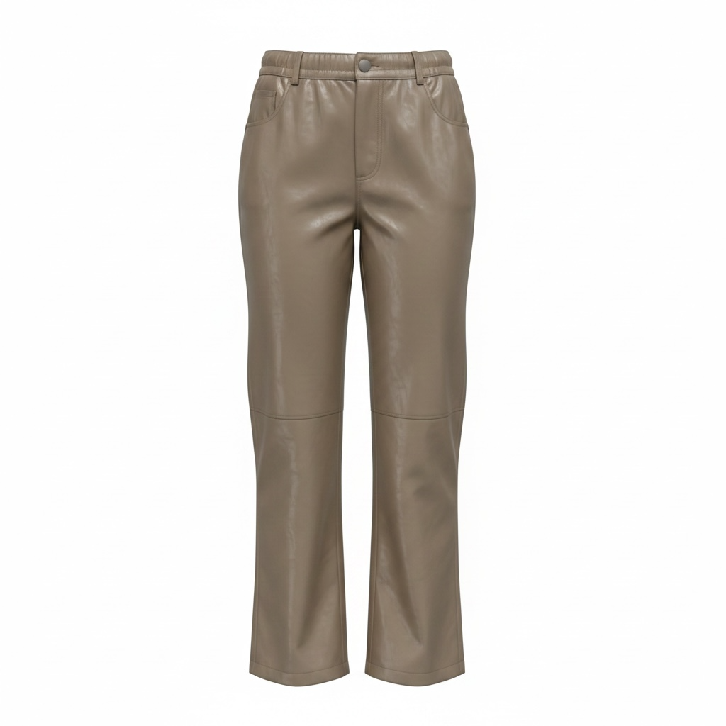 Pantalone in ecopelle mom fit con elastico dietro più taglio al ginocchio