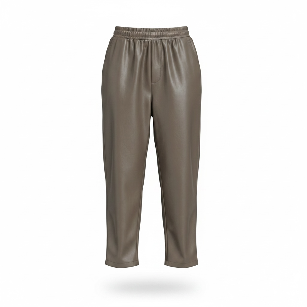 Pantalone in ecopelle mom fit con elastico dietro più taglio al ginocchio
