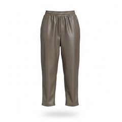 Pantalone in ecopelle mom fit con elastico dietro più taglio al ginocchio