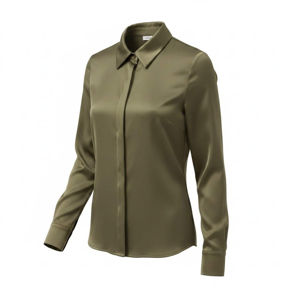 Camicia con colletto classico e polsini alti in raso