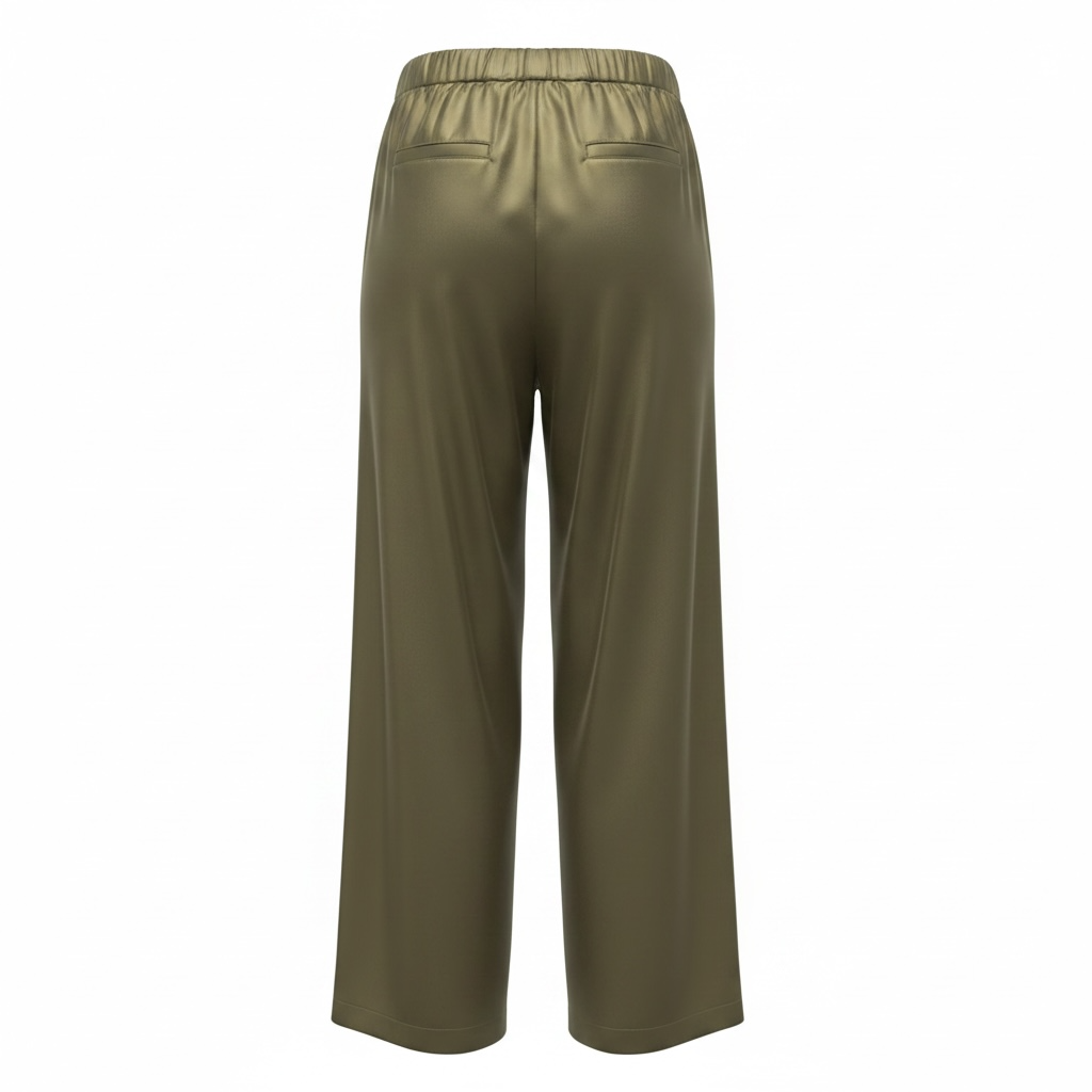Pantalone a gamba larga con pieghe frontali e tasche laterali
