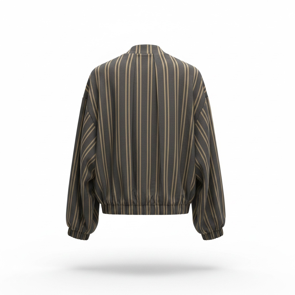Camicia modello bomberino con righe verticali e zip