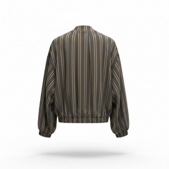 Camicia modello bomberino con righe verticali e zip