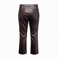 Pantalone in similpelle a gamba larga con una texture a effetto intrecciato