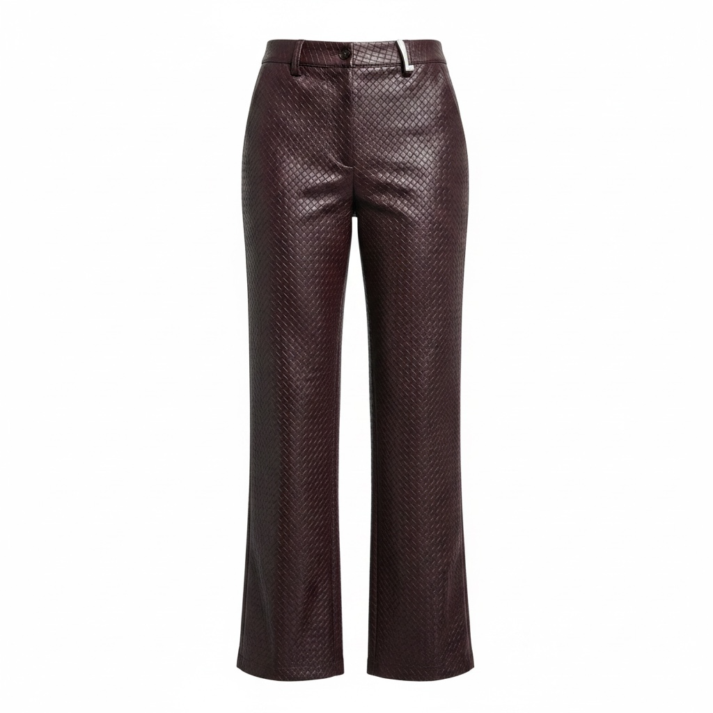 Pantalone in similpelle a gamba larga con una texture a effetto intrecciato