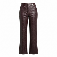 Pantalone in similpelle a gamba larga con una texture a effetto intrecciato
