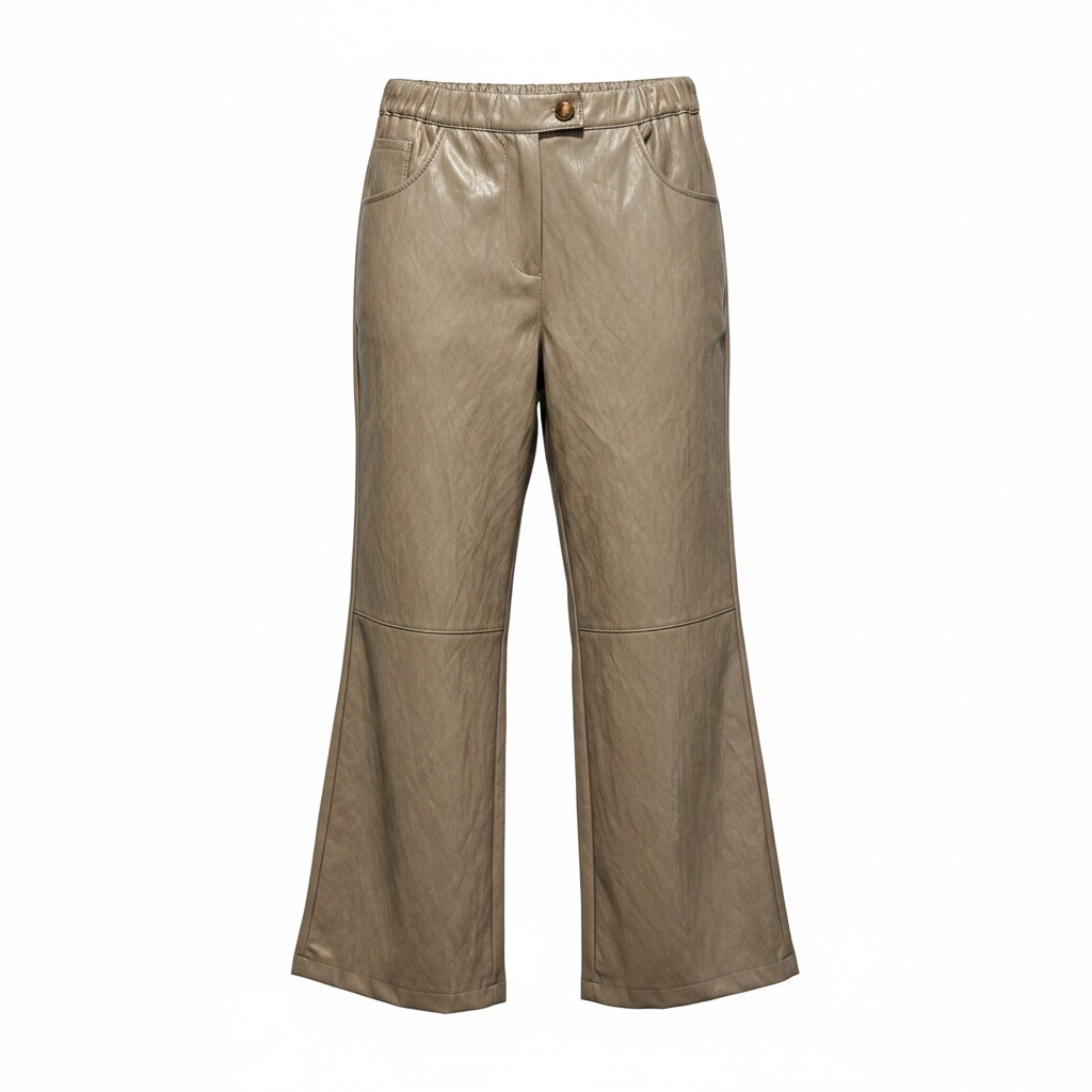 Pantalone ecopelle dritto taglio al ginocchio