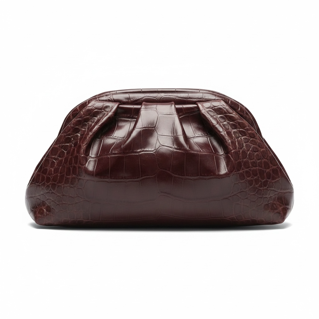Pochette effetto coccodrillo con catenina