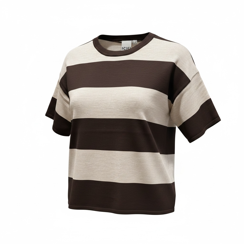 Maglione a mezza manica a righe larghe
