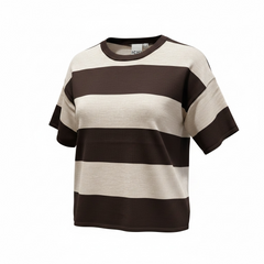Maglione a mezza manica a righe larghe
