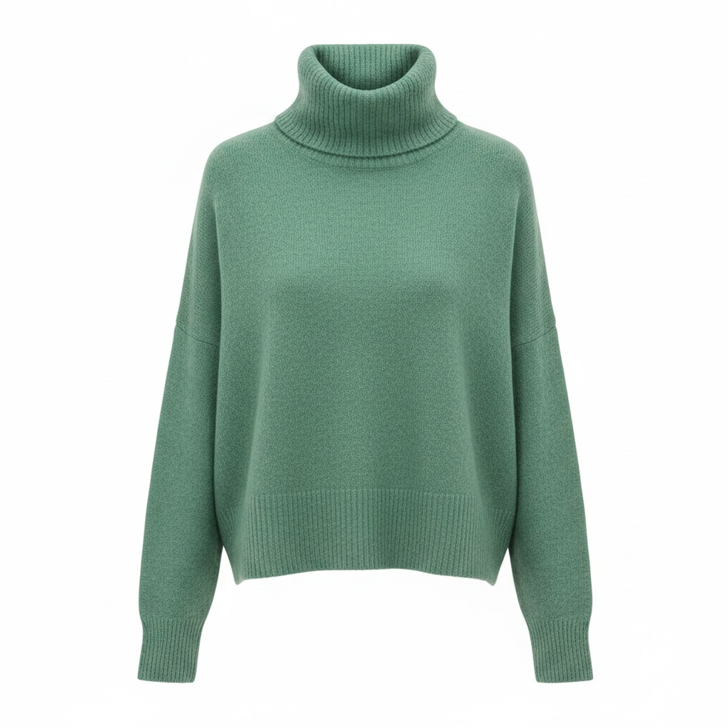 Maglione collo alto con bottoni sui polsi